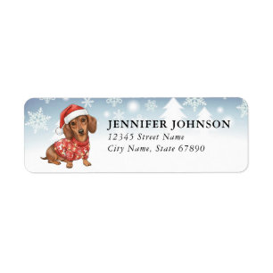 Christmas Dachshund Return Address Labels