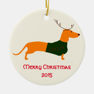 Christmas Dachshund Round Ornament