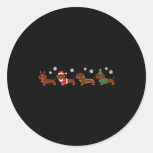 Christmas Dachshund Santa Hat Dog Lover Dog Mum Do Classic Round Sticker