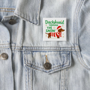 Christmas Dachshund Square Button