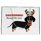 Christmas Dachshund Through Snow Reindeer Dog Large Gift Bag (Back)