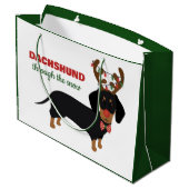 Christmas Dachshund Through Snow Reindeer Dog Large Gift Bag (Back Angled)