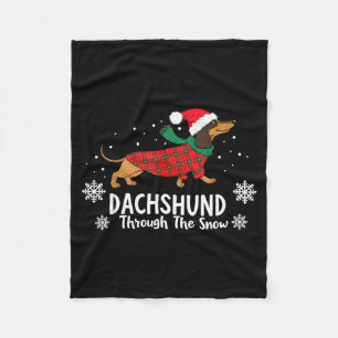 Christmas Dachshund Through The Snow Wiener Dog Sa Fleece Blanket
