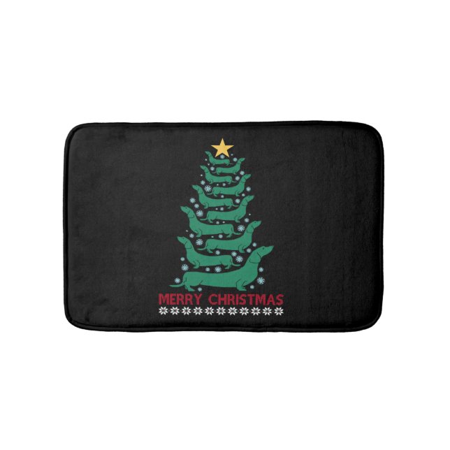 Christmas Dachshund Tree Merry Xmas Doxie Dog Love Bath Mat (Front)