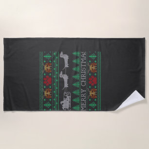 Christmas Dachshund Wiener Dog Dachshund Ugly Chri Beach Towel