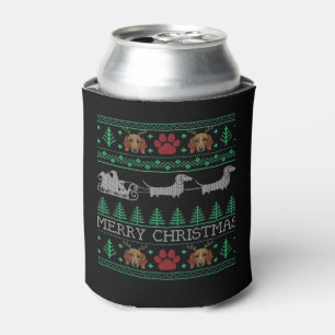 Christmas Dachshund Wiener Dog Dachshund Ugly Chri Can Cooler
