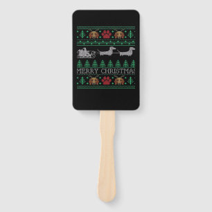 Christmas Dachshund Wiener Dog Dachshund Ugly Chri Hand Fan