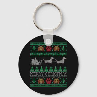 Christmas Dachshund Wiener Dog Key Ring