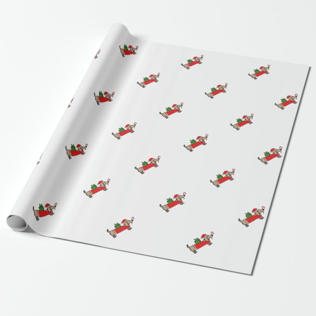 Christmas dachshund wrapping paper (Unrolled)