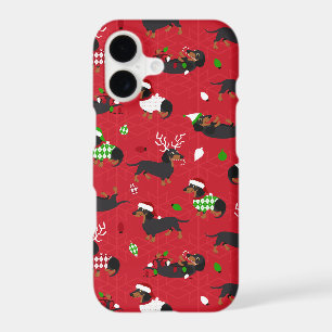 Christmas Dachshunds Red