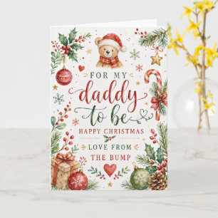 Christmas Daddy-to-Be Watercolor Teddy Bear Card