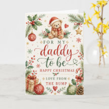 Christmas Daddy-to-Be Watercolor Teddy Bear