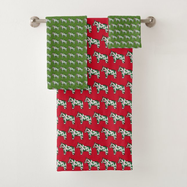 Christmas Dala Horse by Julia Persson Morrill Bath Towel Set (Insitu)