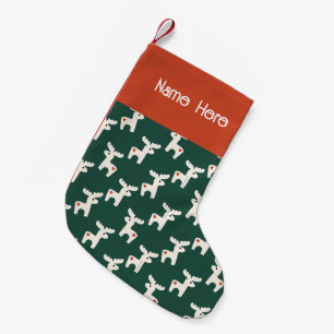 Christmas Dala Horse Minimal Retro Bold Green Small Christmas Stocking