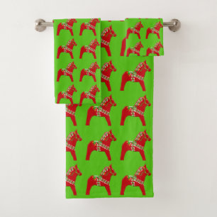 Christmas Dala Horses Bath Towel Set