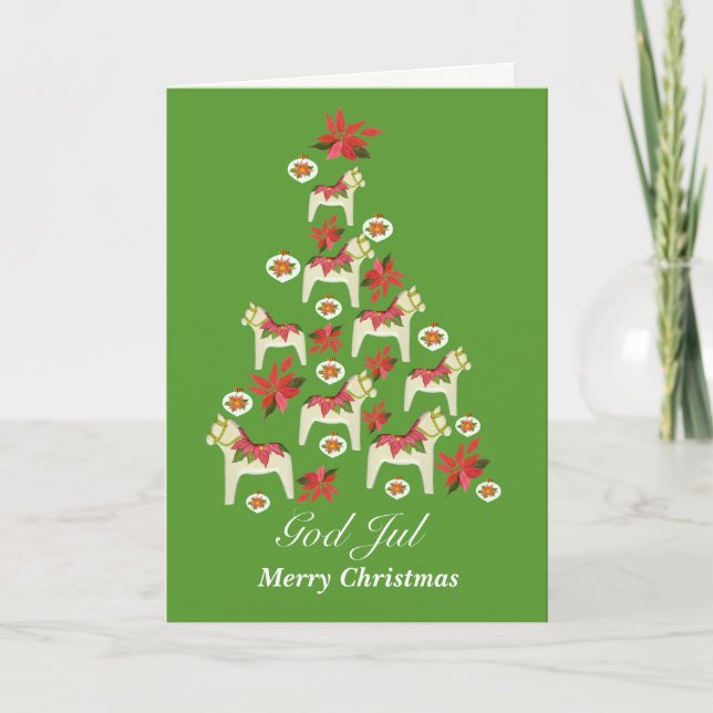 Christmas Dala Horses Holiday Card (Front)