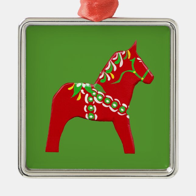 Christmas Dala Horses Metal Tree Decoration (Front)