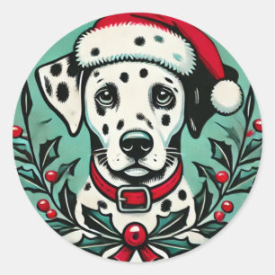 Christmas Dalmatian                                Classic Round Sticker