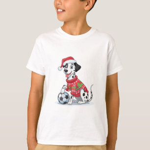 Christmas Dalmatian Dog with Soccer Ball T-Shirt