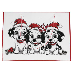 Christmas Dalmatian Dogs Large Gift Bag