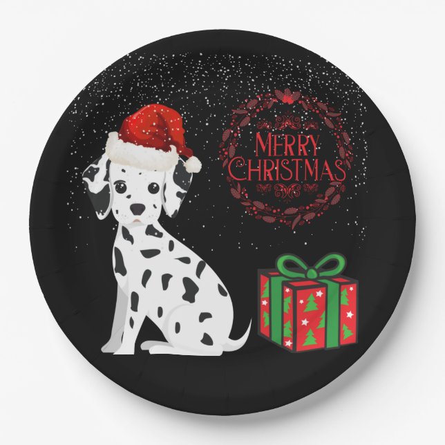 Christmas Dalmatian & gifts paper plates! Plate (Front)