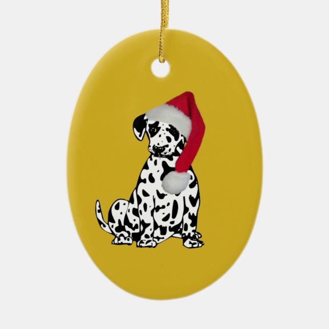 Christmas Dalmatian Gold Ceramic Tree Decoration (Front)