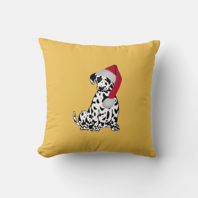 Christmas Dalmatian Gold Cushion (Front)