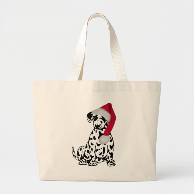 Christmas Dalmatian Large Tote Bag (Front)
