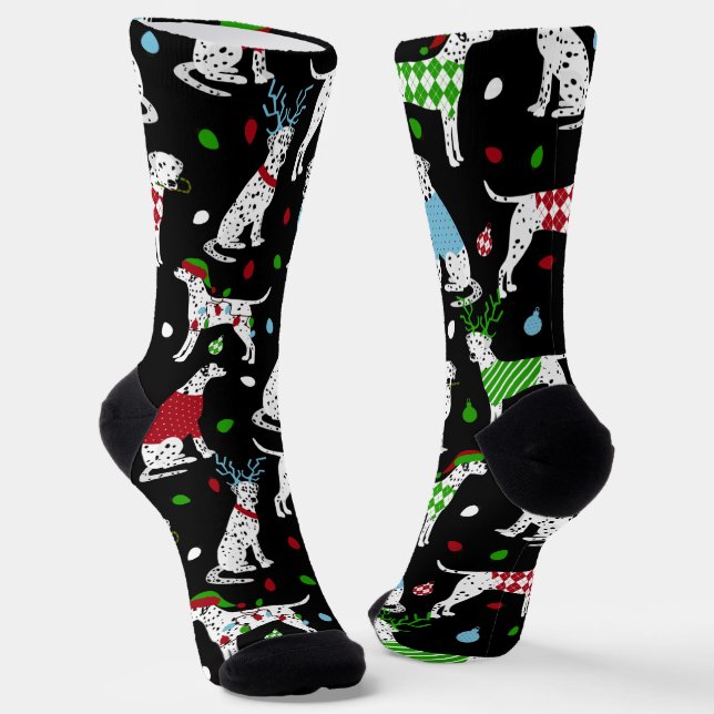 Christmas Dalmatian Socks (Angled)