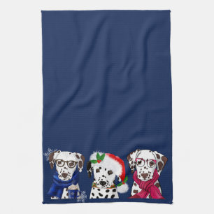 Christmas Dalmatians Tea Towel