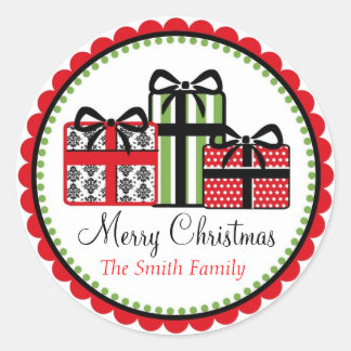 Christmas Damask Gift Stickers