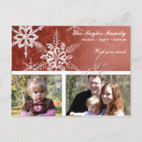 Christmas Damask Snowflake - Red and White