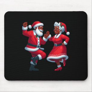 Christmas Dancing Black African American Santa Mrs Mouse Pad