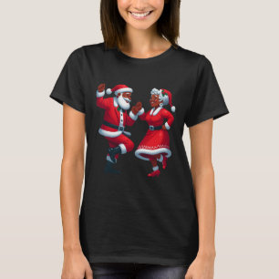 Christmas Dancing Black African American Santa Mrs T-Shirt