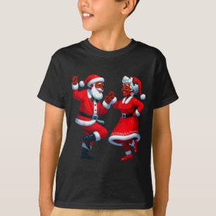 Christmas Dancing Black African American Santa Mrs T-Shirt
