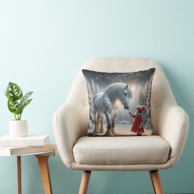 Christmas Dapple Grey Horse Cushion (Chair)
