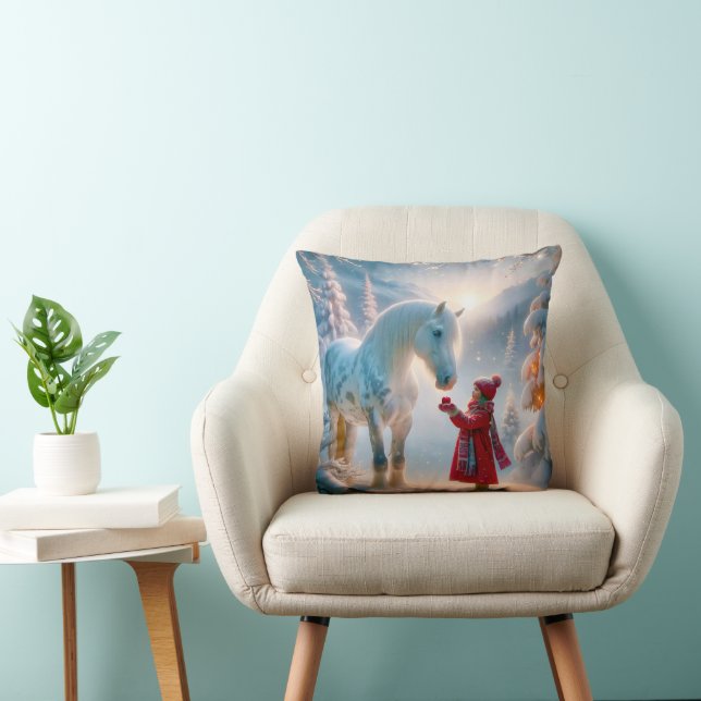 Christmas Dapple Grey Horse Cushion (Chair)