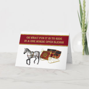 Christmas Dapple horse and gold sleigh elegant Holiday Card
