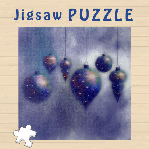 Christmas dark Blue hanging Baubles Painting -  Jigsaw Puzzle