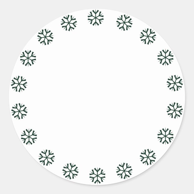 Christmas dark green snowflakes border blank cute classic round sticker (Front)