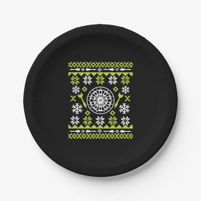 Christmas Dart Ugly Christmas Shirt Paper Plate (Front)