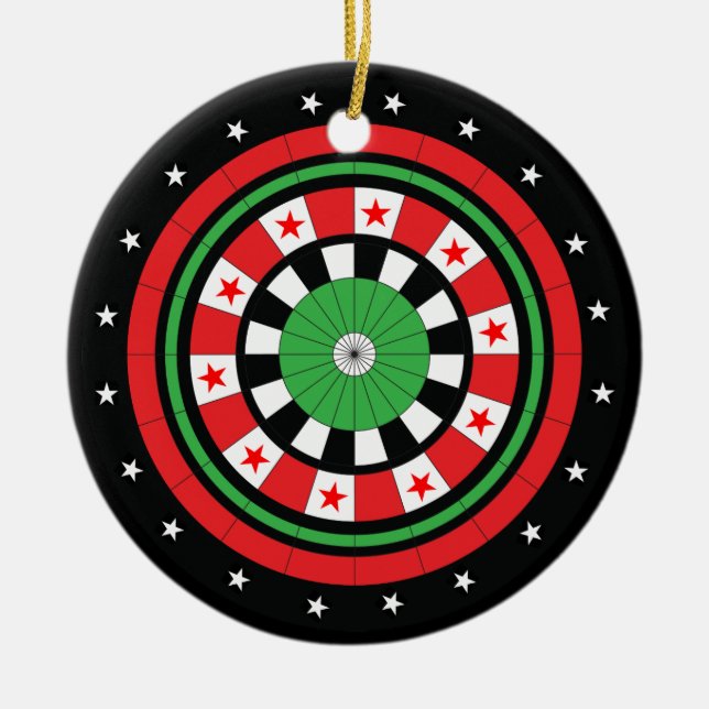 Christmas Dartboard Ceramic Tree Decoration (Front)