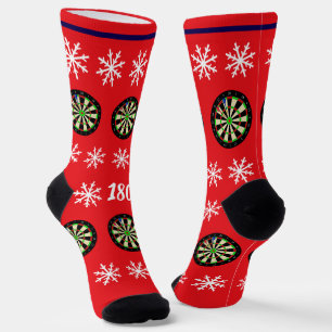 Christmas Darts Player Dartboards and Snowflakes Socks