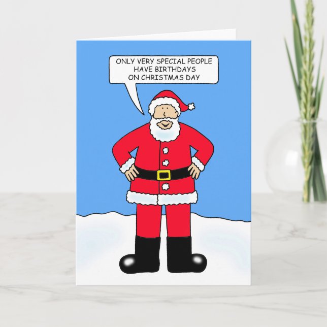 Christmas Day Birthday December 25th Cartoon Card (Front)