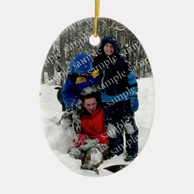 Christmas Day Photo Keepsake Ceramic Tree Decoration (Front)