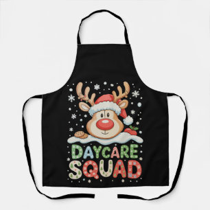 Christmas Daycare Reindeer Santa Hat Squad Xmas Apron