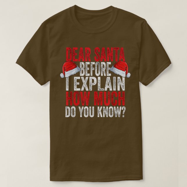 Christmas Dear Santa Before I Eplain How Much Do Y T-Shirt (Design Front)