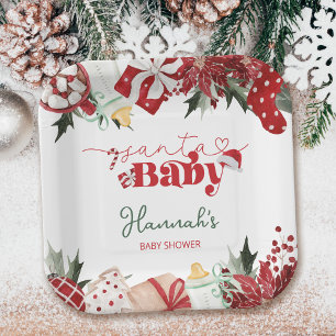 Christmas December Baby Shower Paper Plate