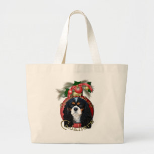 Christmas - Deck the Halls - Cavaliers - Large Tote Bag