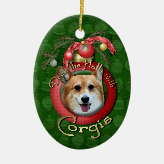 Christmas - Deck the Halls - Corgis - Owen Ceramic Tree Decoration (Front)